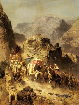 アラブのキャラバン アルベルト・パシーニ Oil Paintings